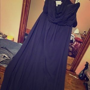 Floor length navy blue dress